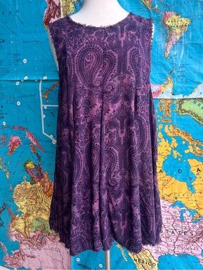 Ecote Purple Paisley Mini Dress